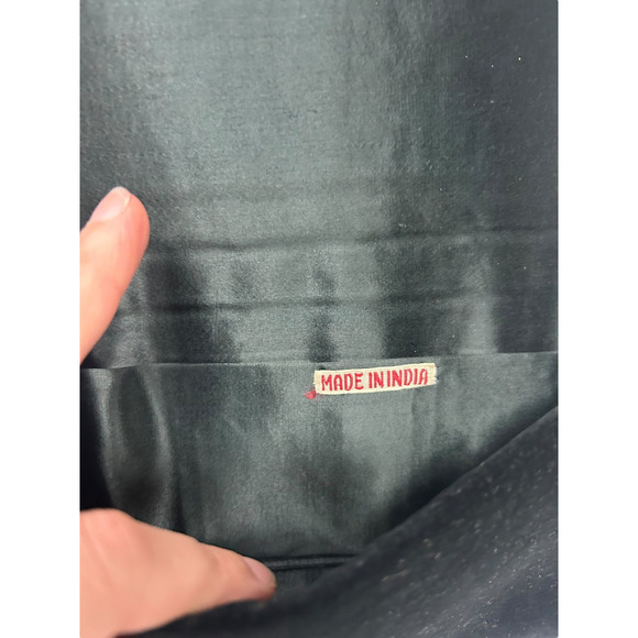 Black Vegan Leather Clutch Bag Envelope Style Minimalist Chic Work Organizer - Picture 3 of 8